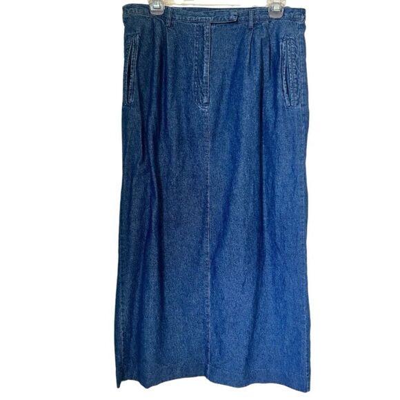 Karen Scott Dresses & Skirts - Karen Scott 100% Cotton Women’s Maxi Jean Cowgirl Western Pleated Midi Skirt 12